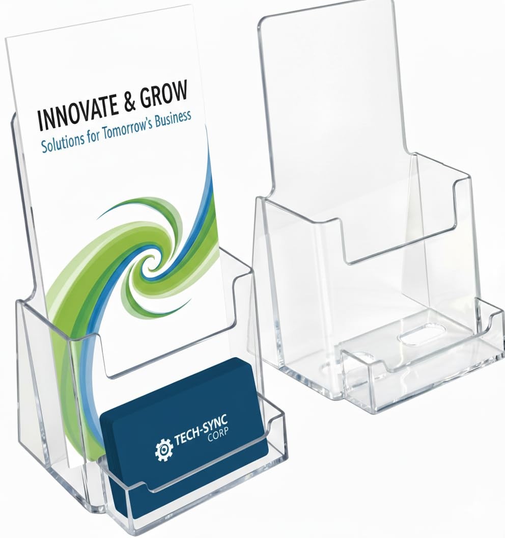 Azar Displays 252922-2PK Counter Trifold Brochure Holder with 2-Pack, Clear
