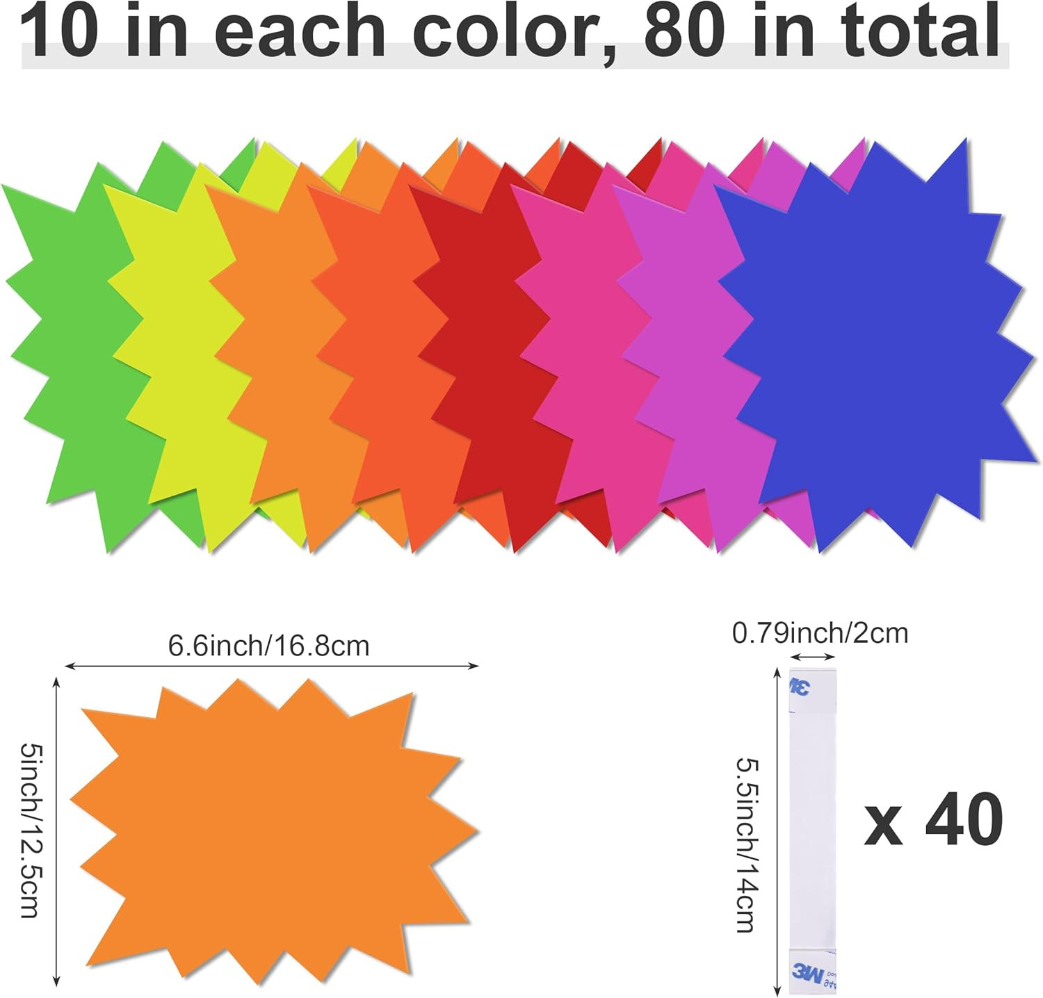 120etiquetas starburst 5×6.6pulgada fluorescentes multicolor venta garaje tienda