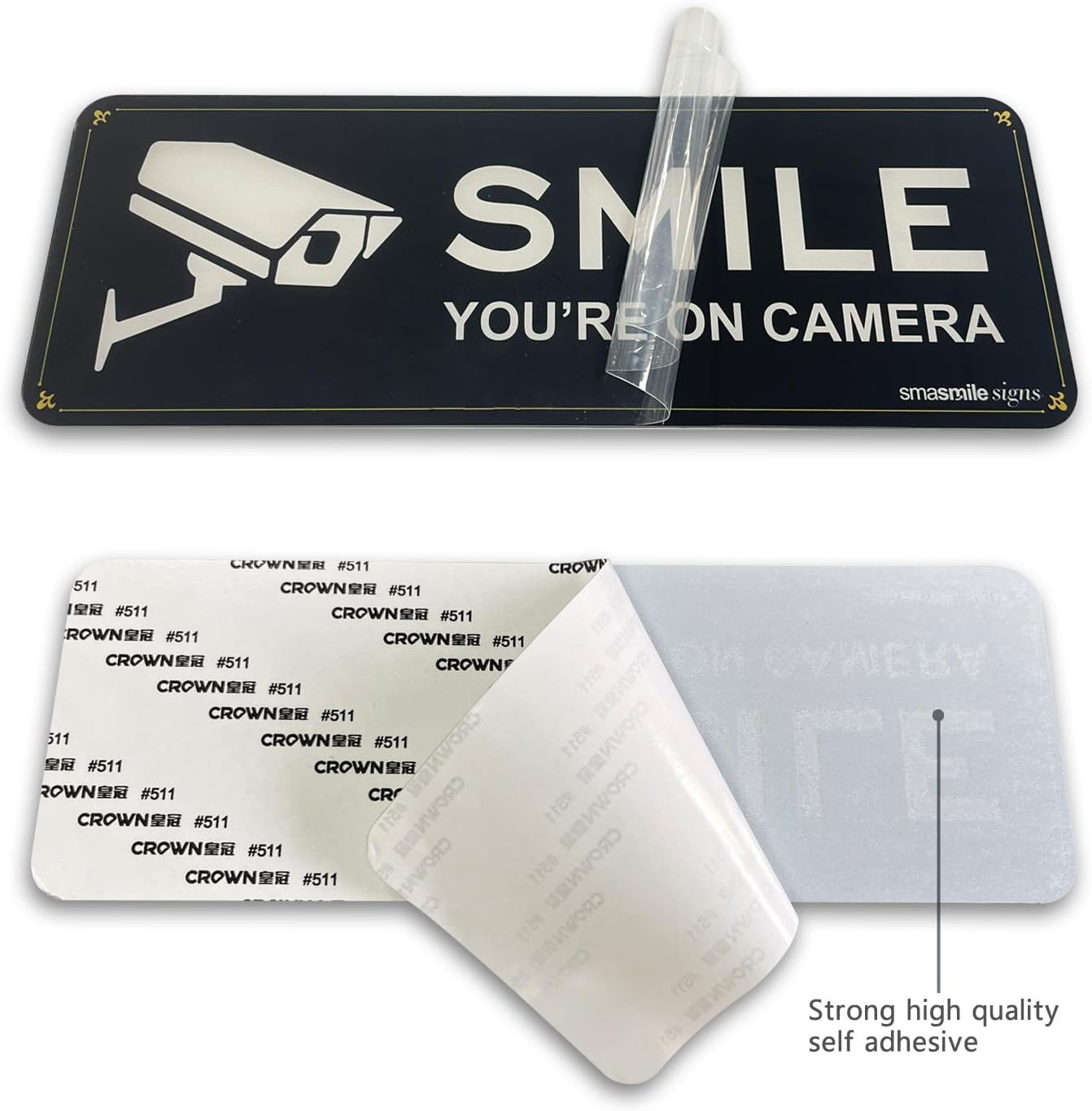 Smile Your on Camera Signs 4 Pack 9″ X 3.1″ Acrylic Camera Signs for Home Securi