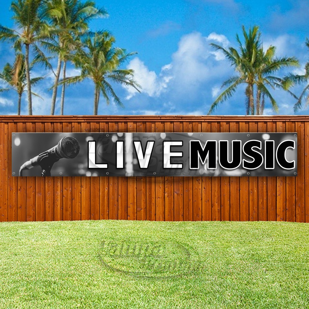 LIVE MUSIC Advertising Band Show Bar Singing Vinyl Banner Flag Sign USA XL02002