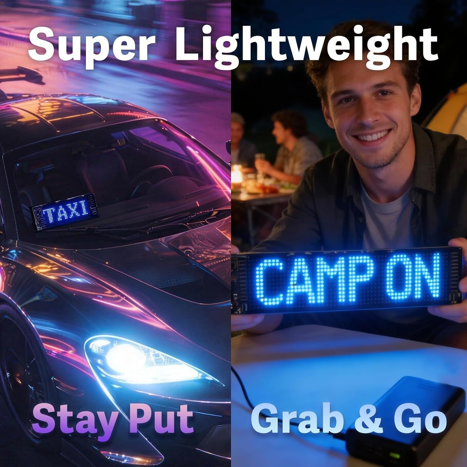 LED Sign for Car, 7”x3”Flexible LED Matrix Panel USB 5V Bluetooth Applicati…