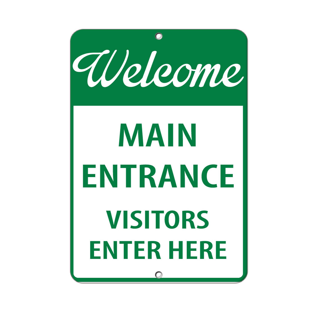 Vertical Metal Sign Multiple Sizes Welcome Entrance Visitors Enter Here Security