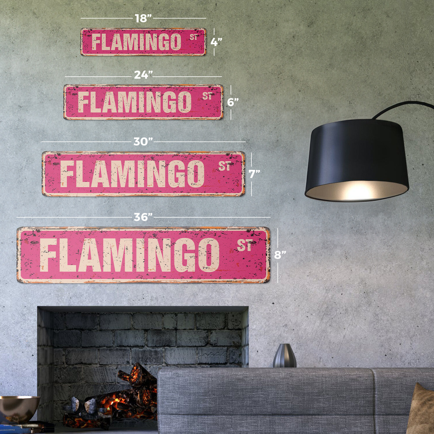 FLAMINGO Vintage Street Sign Metal Plastic new pink flamingos lover bird