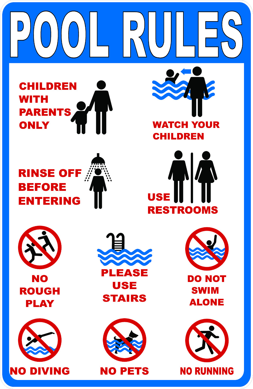 Pool Rules Sign. Size Options