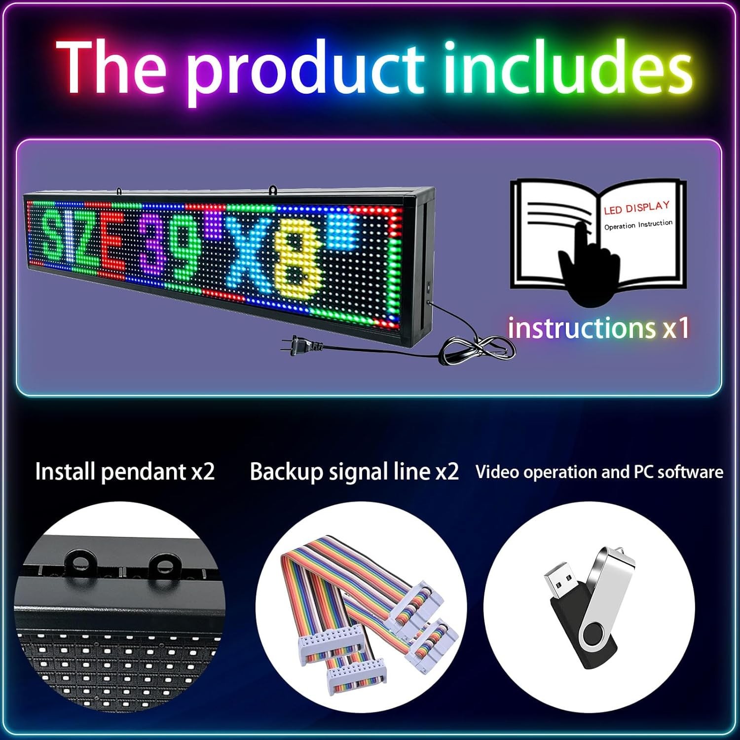 Durable Programmable LED Display 39″x8″ – Bright & Weatherproof for Business