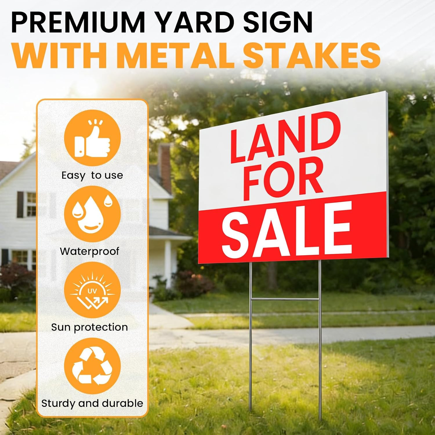 10 Pack Yard Signs,Metal Stakes, 17 X 12 Inches, Corrugated Plastic Board | Cust