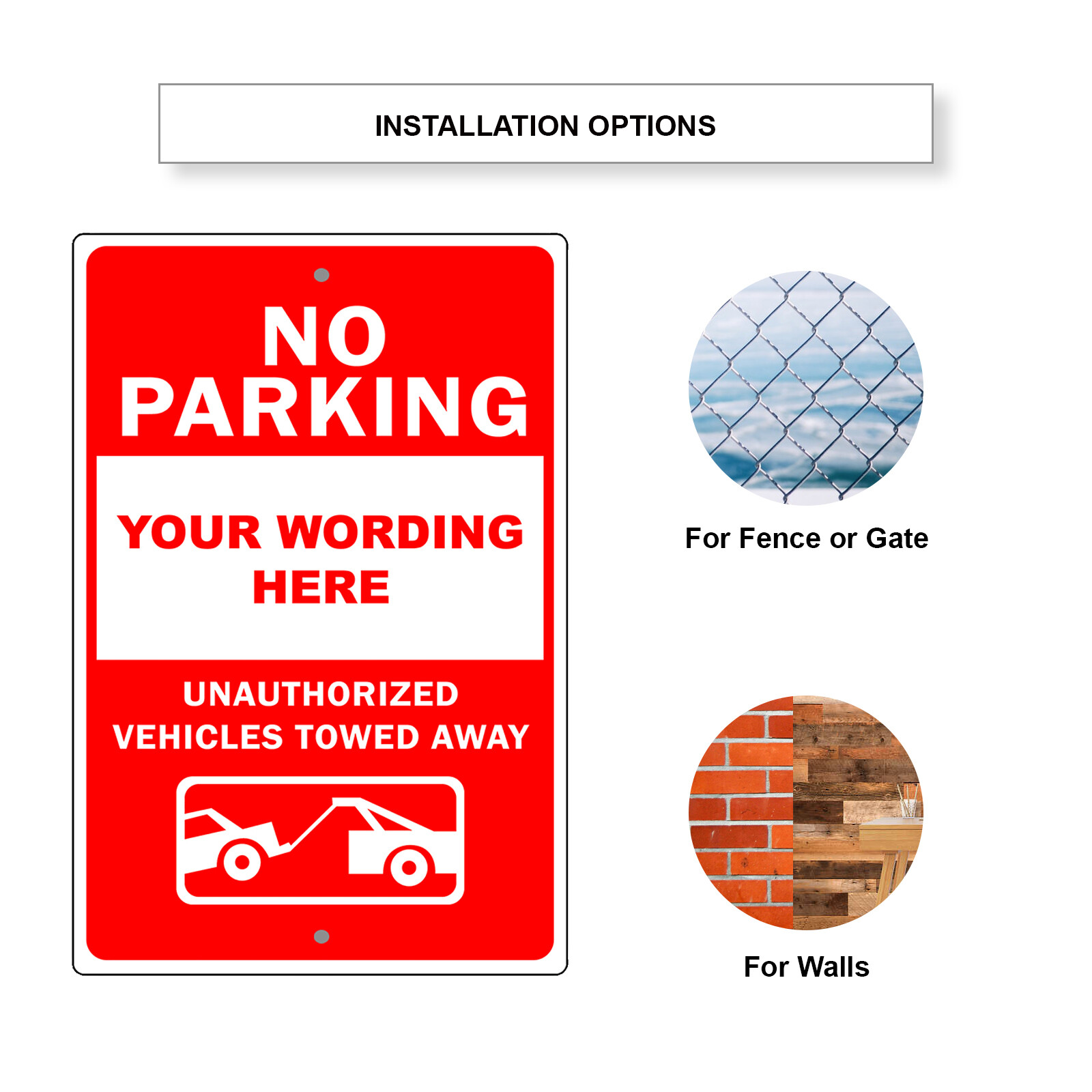 Custom Sign No Parking Your Wording Sign Personalized Text Aluminum Metal Sign