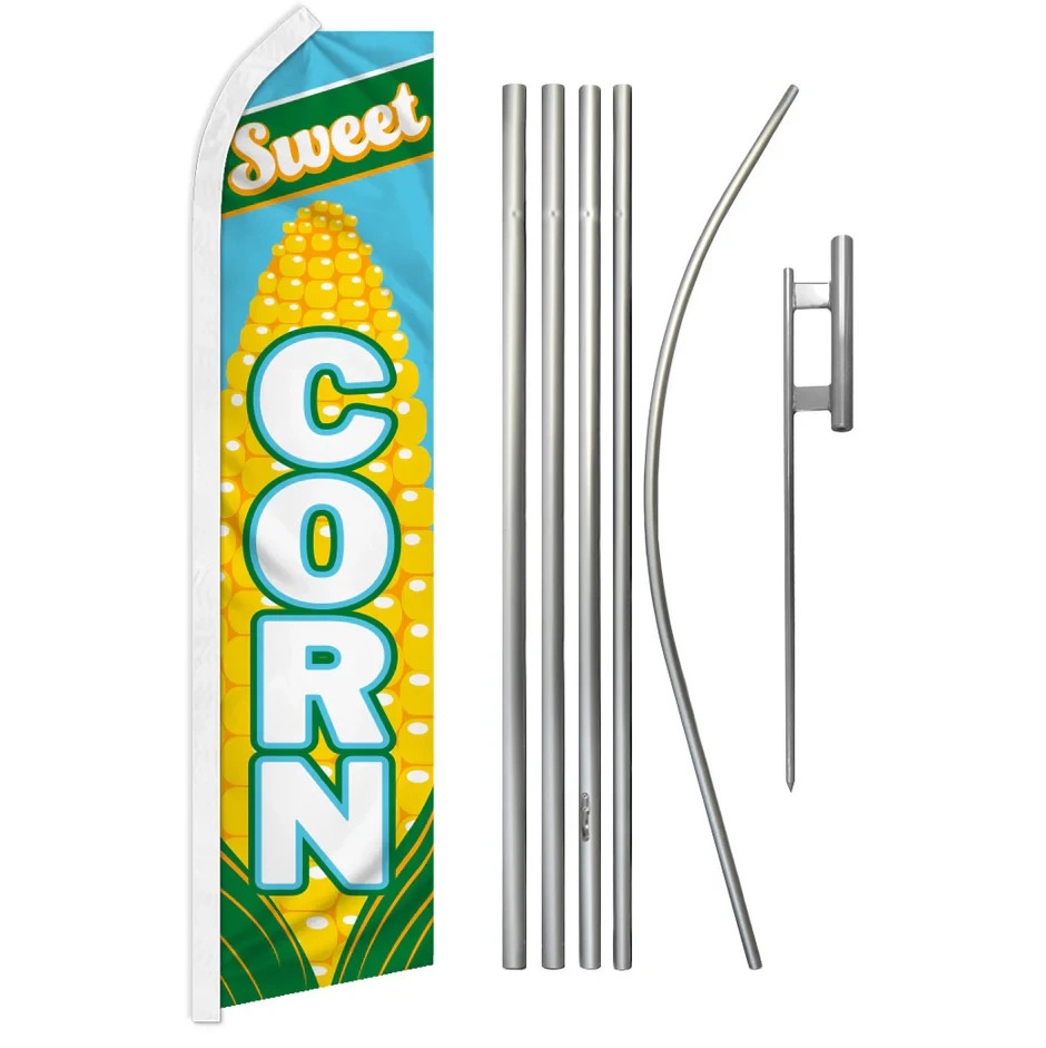 Sweet Corn Advertising Swooper Feather Flutter Flag & Pole Kit Concessions Food