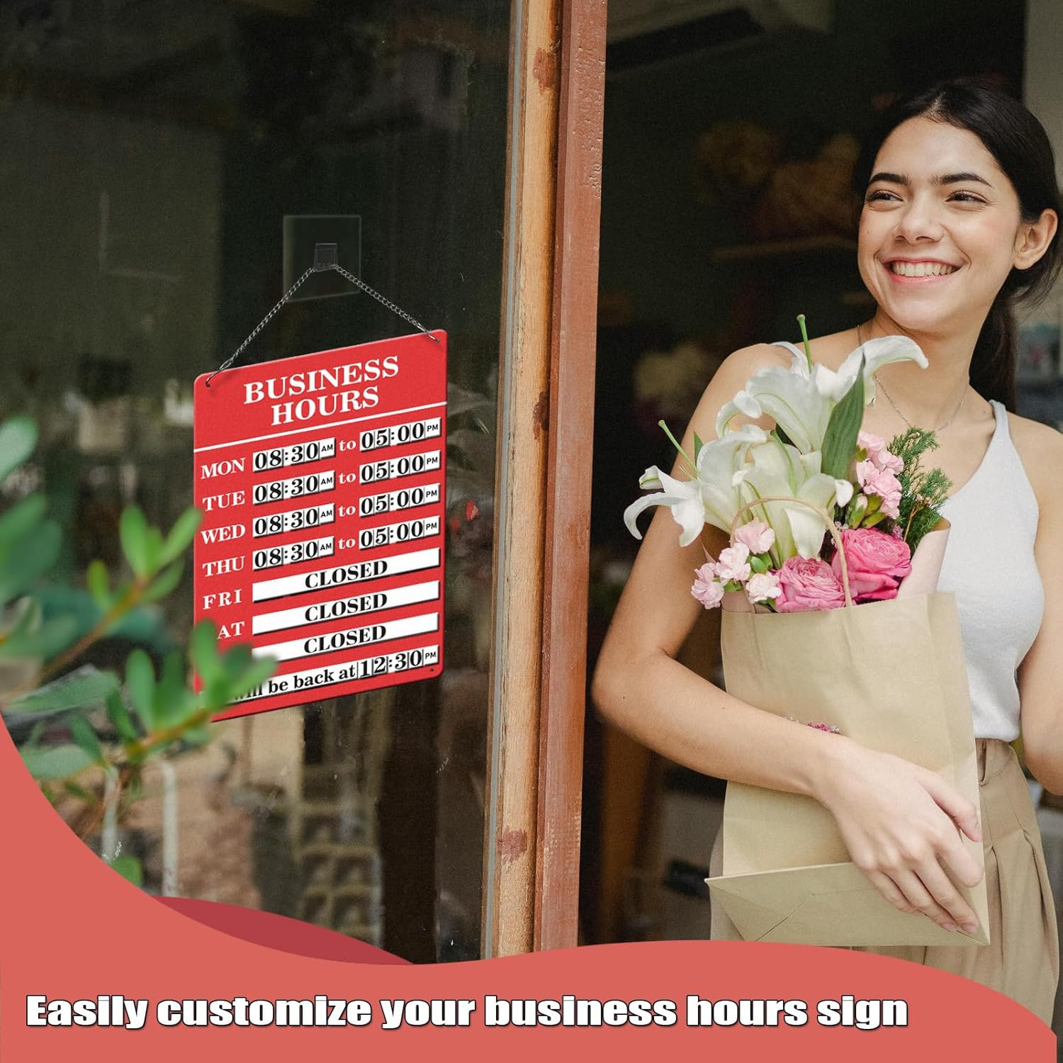Magnetic Changeable Business Hours Sign, Metal Hours of Operation Signs for Busi