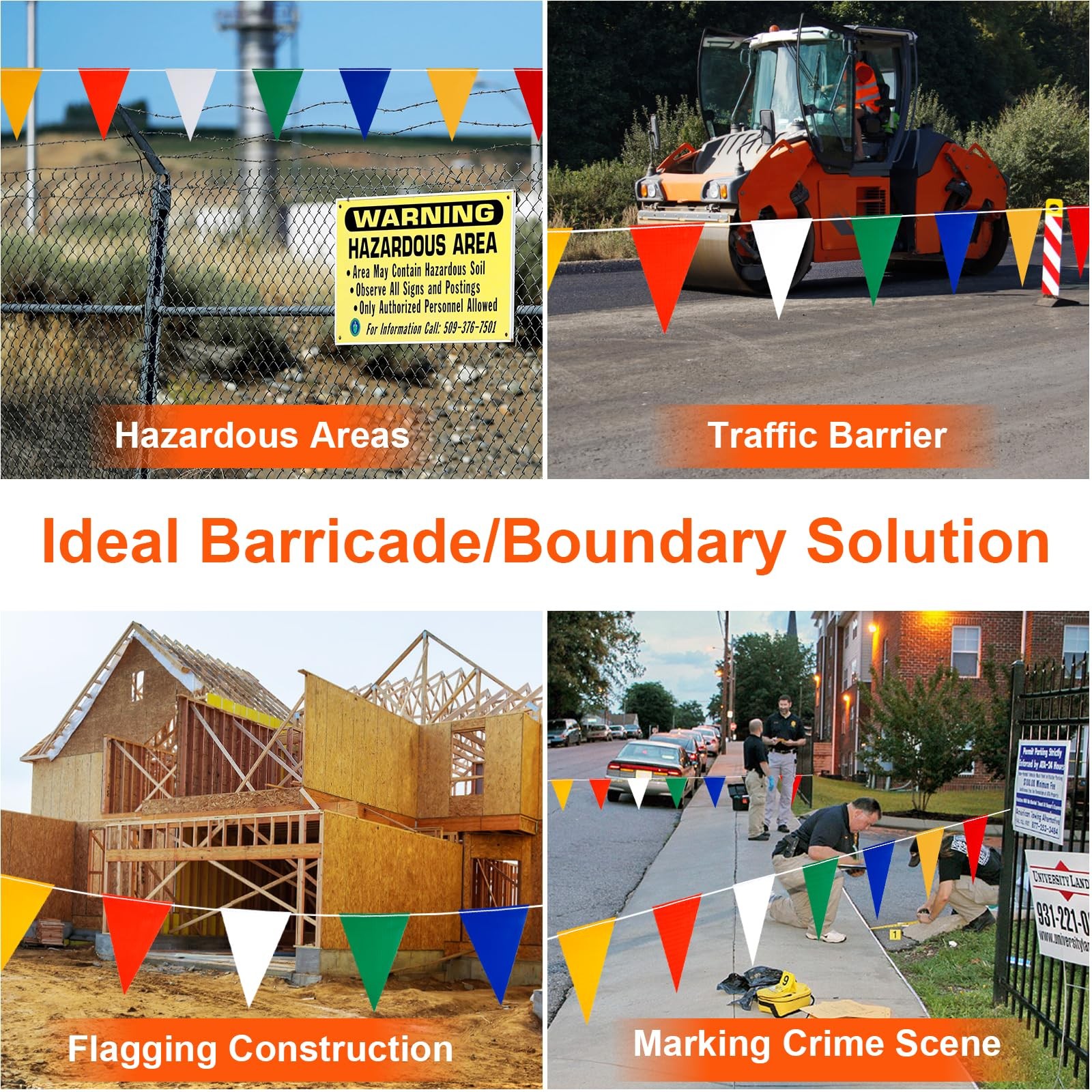 Safety Banner Flags, Perimeter Warning Flag Line, For Flagging Construction/T…