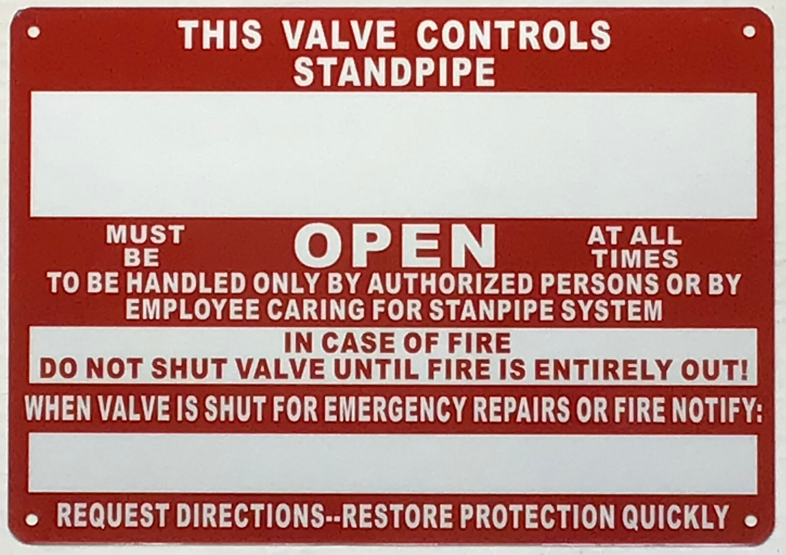 THIS VALVE CONTROLS AUTOMATIC STANDPIPE MUST BE OPEN AT ALL TIMES…-REF24-1027