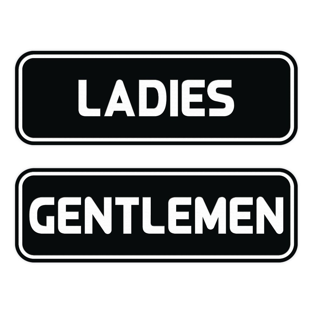 Standard LADIES GENTLEMEN Restroom Sign 2-Pack – Black Large