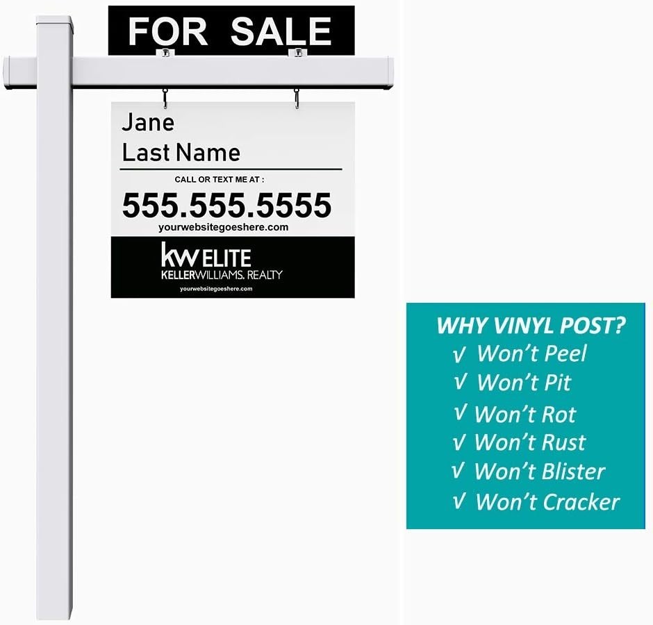 6ft Vinyl Real Estate Sign Post – White