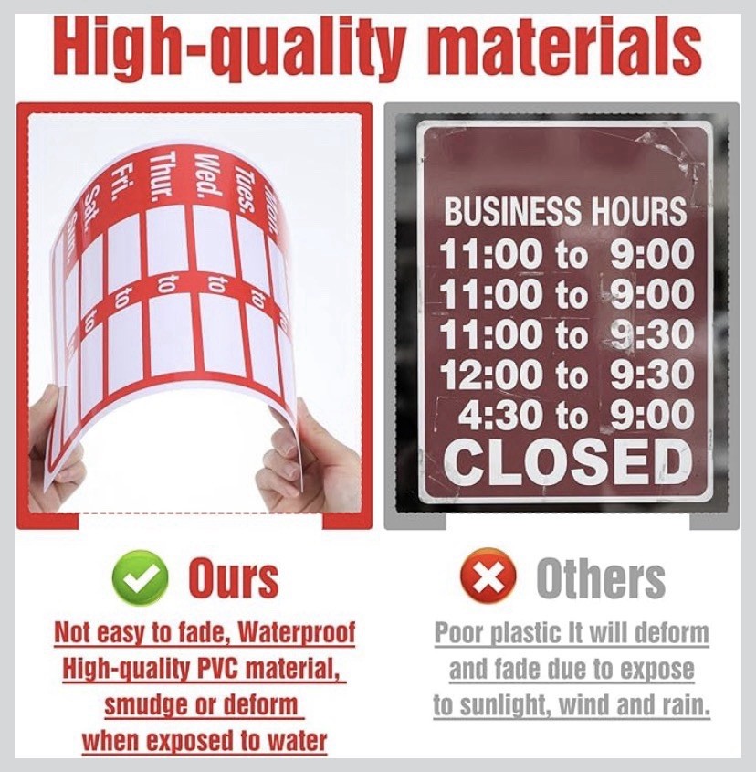 2 Piece Business Hours Sign, Open Hours Signs for Business Adjustable, Assured