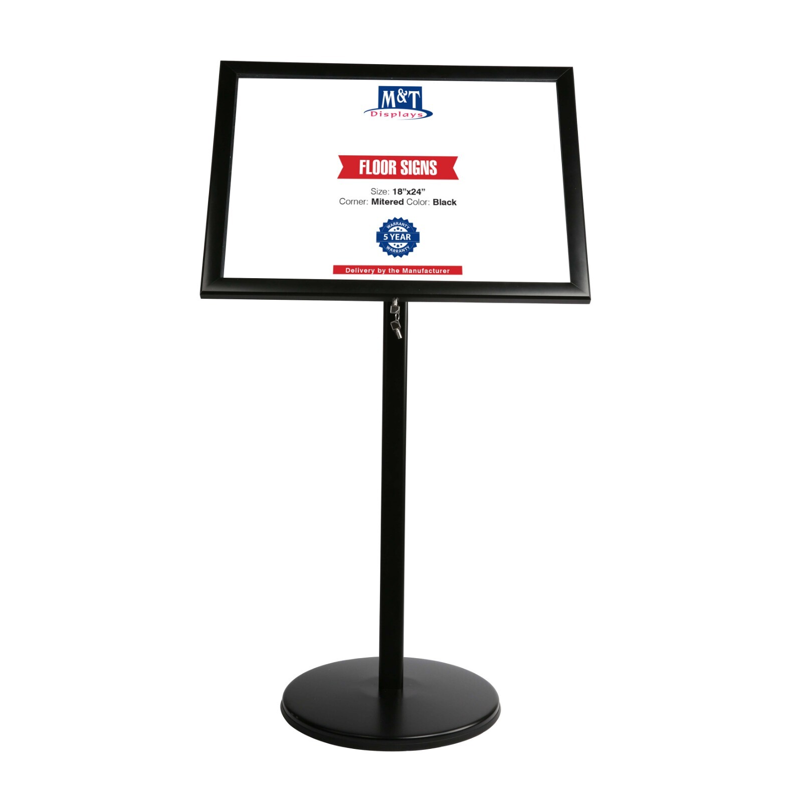 Aluminum Pedestal Poster Showboard 18×24 inch – Lockable Menu Holder Black