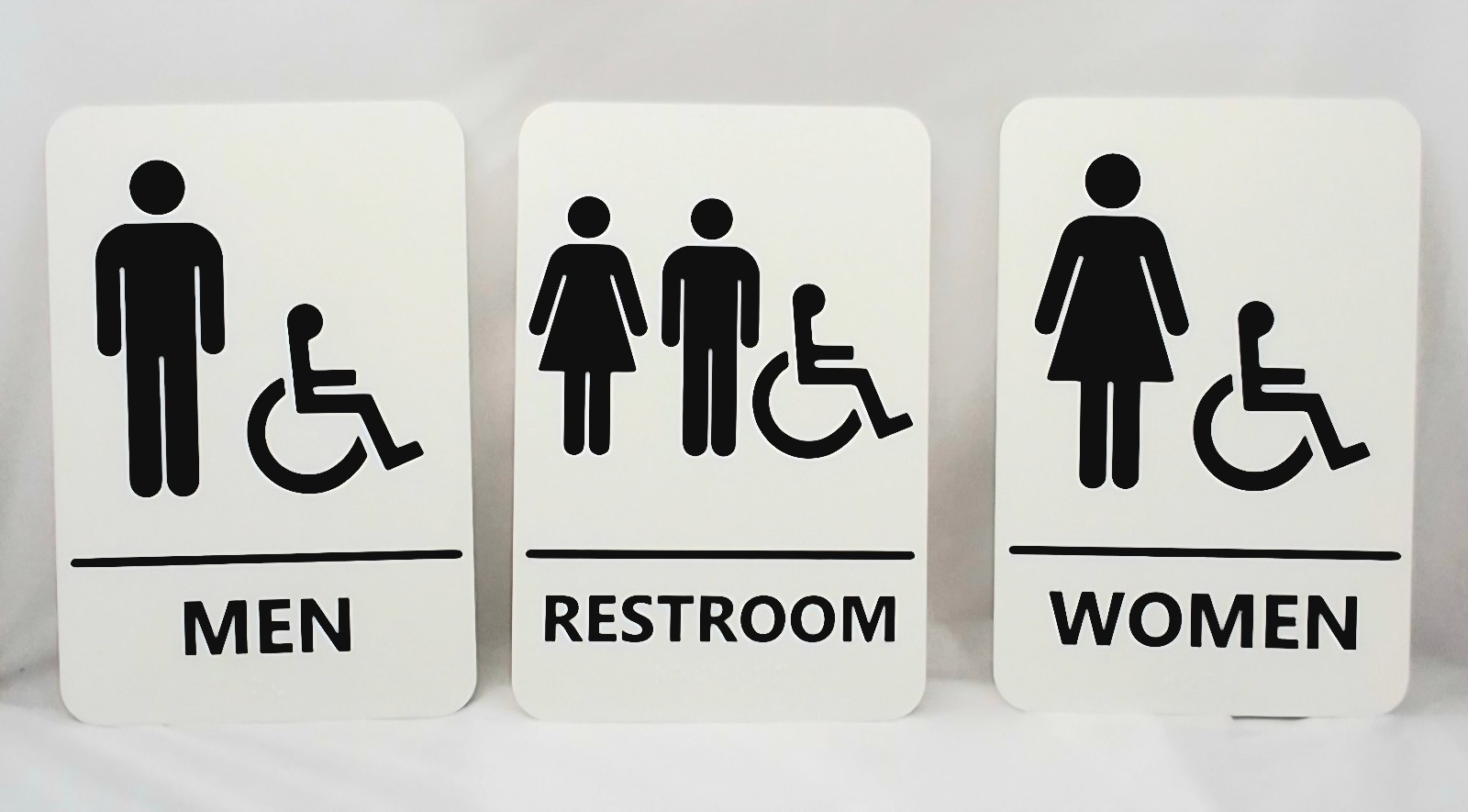 ADA Restroom Sign Set of 3 | Men Women Family Wheelchair Accessible | 9.5×6.5