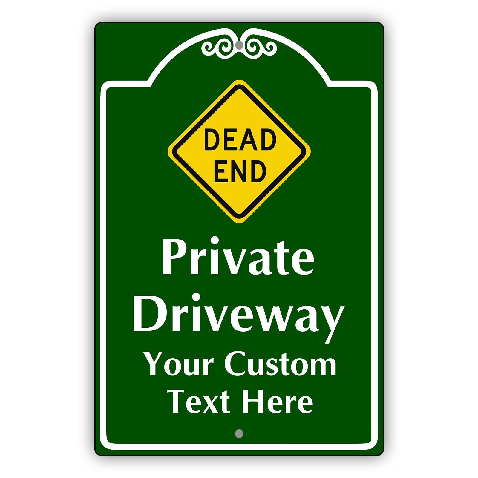 Custom Text Sign Private Driveway Dead End Personalized Text Aluminum Metal Sign