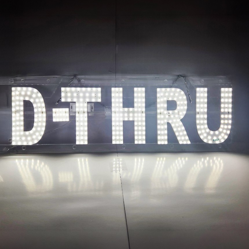 EPL Signs DRIVE-THRU White LED Sign Business 7″x28″ Remote 2G Blinking Mode