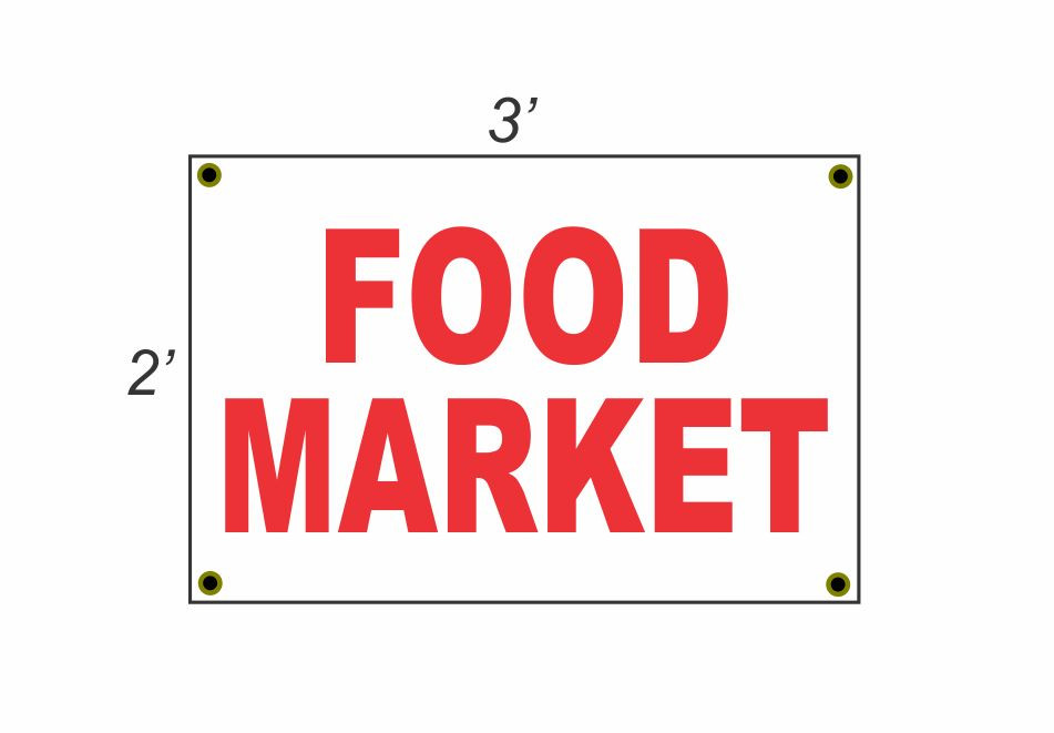 2×3 FOOD MARKET Red & White Banner Sign NEW Discount Size & Price FREE SHIP