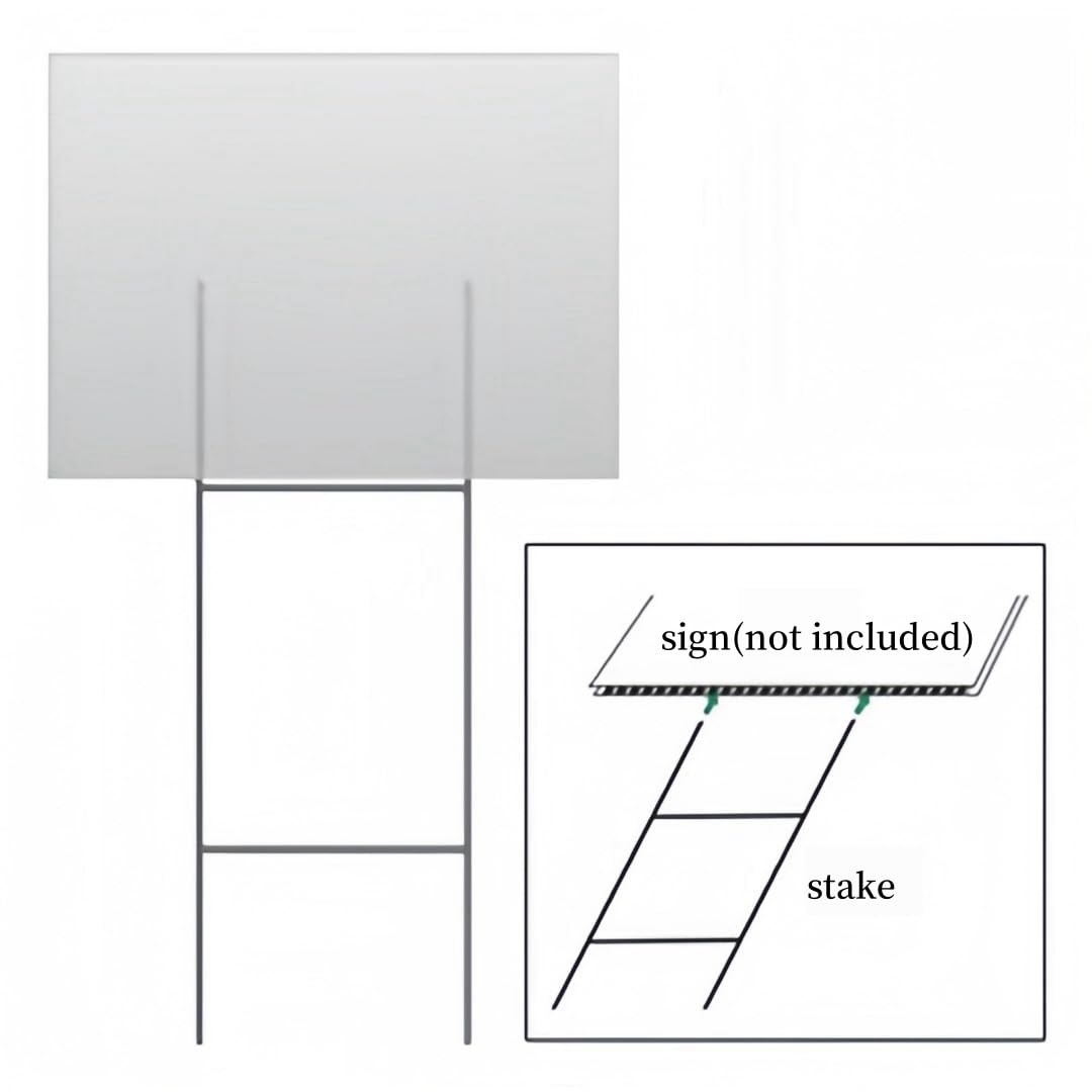 25 Pack Heavy Duty Metal H Frame Wire H Long Stakes, 24” x 10” Yard Sign Stake