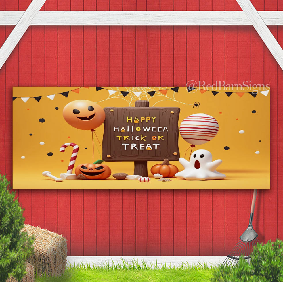 Wooden Sign Halloween Decor Indoor Outdoor Banner Sign with grommets