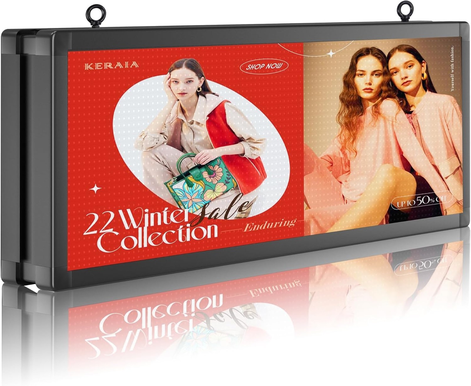 P10 Outdoor Full Color Programmable Double Sides LED Signs 39×14 Inches WIFI