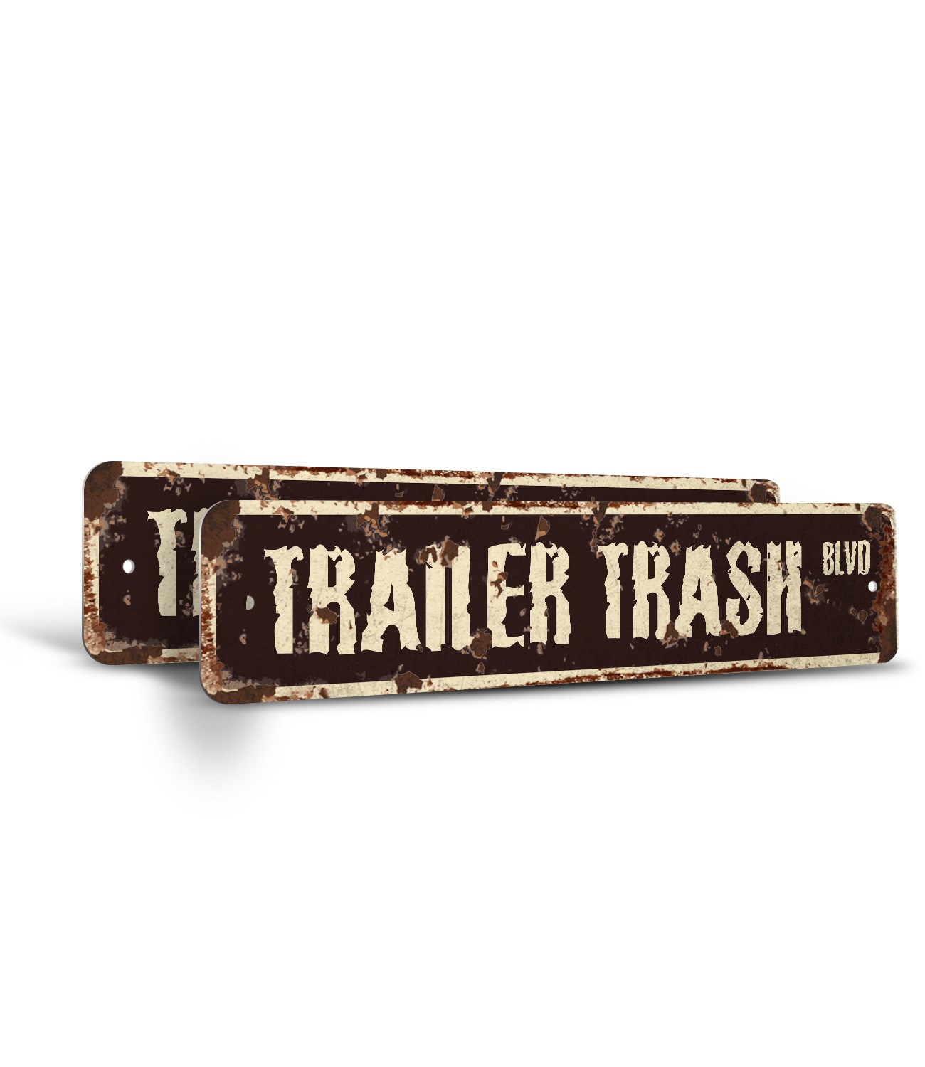 TRAILER TRASH Vintage Style Street Sign Metal Plastic white park redneck hick