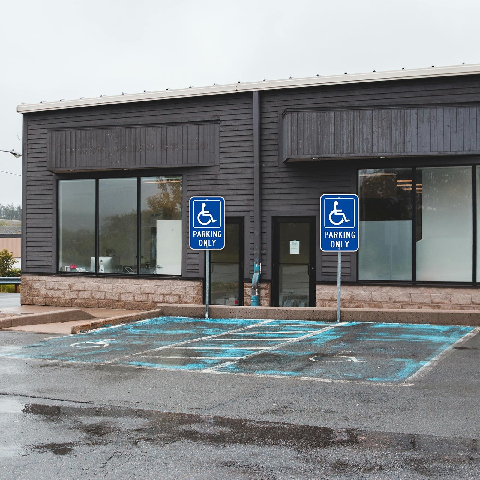 4 Pack Handicap Parking Only Signs, 12″ x 18″ Heavy-Duty Aluminum Handicapped…