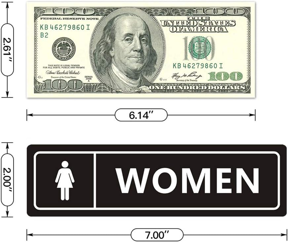 Men and Women Restroom Sign for Business Home, Self-Adhesive 7″ X 2″ Black and W
