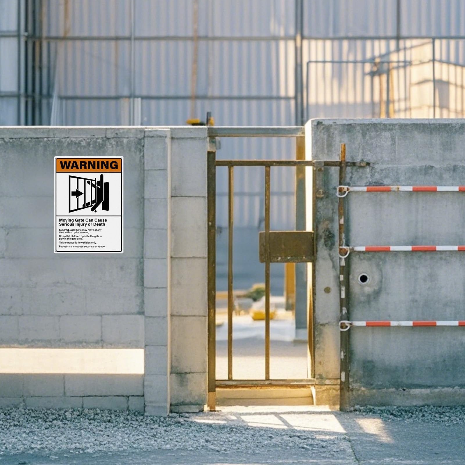 2 Pack Warning Moving Gate Signs 10×14 Inches Pre-Drilled Holes Waterproof
