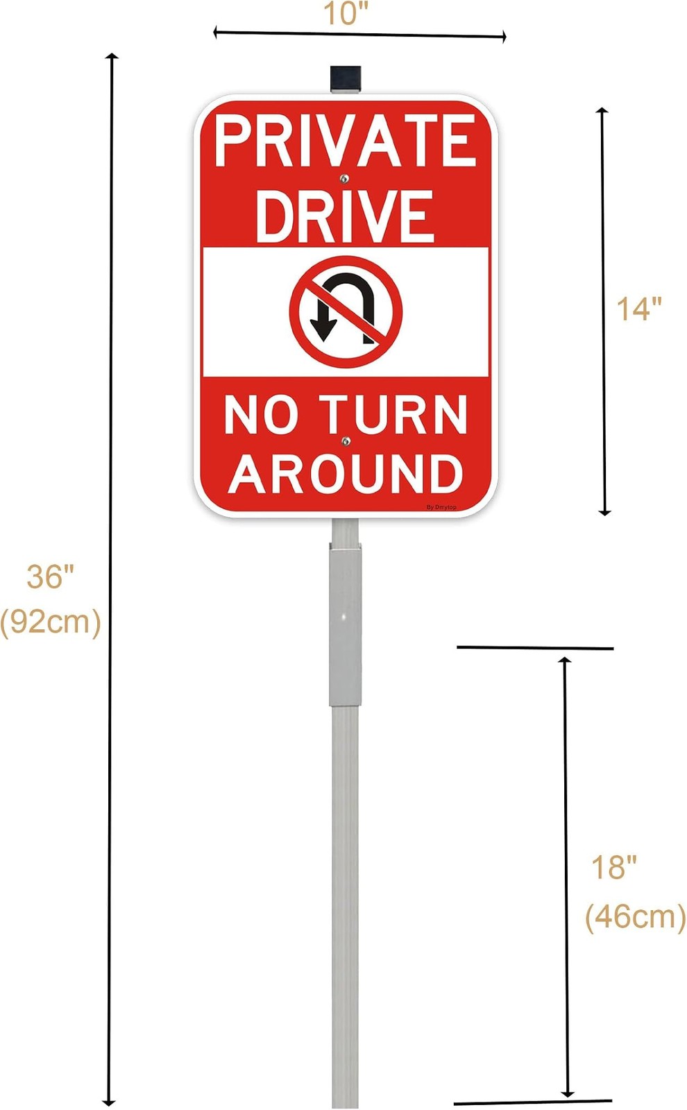 2Pack 14×10 inch Private Drive No Turn Around Sign with 36″ Stake, Aluminum |…