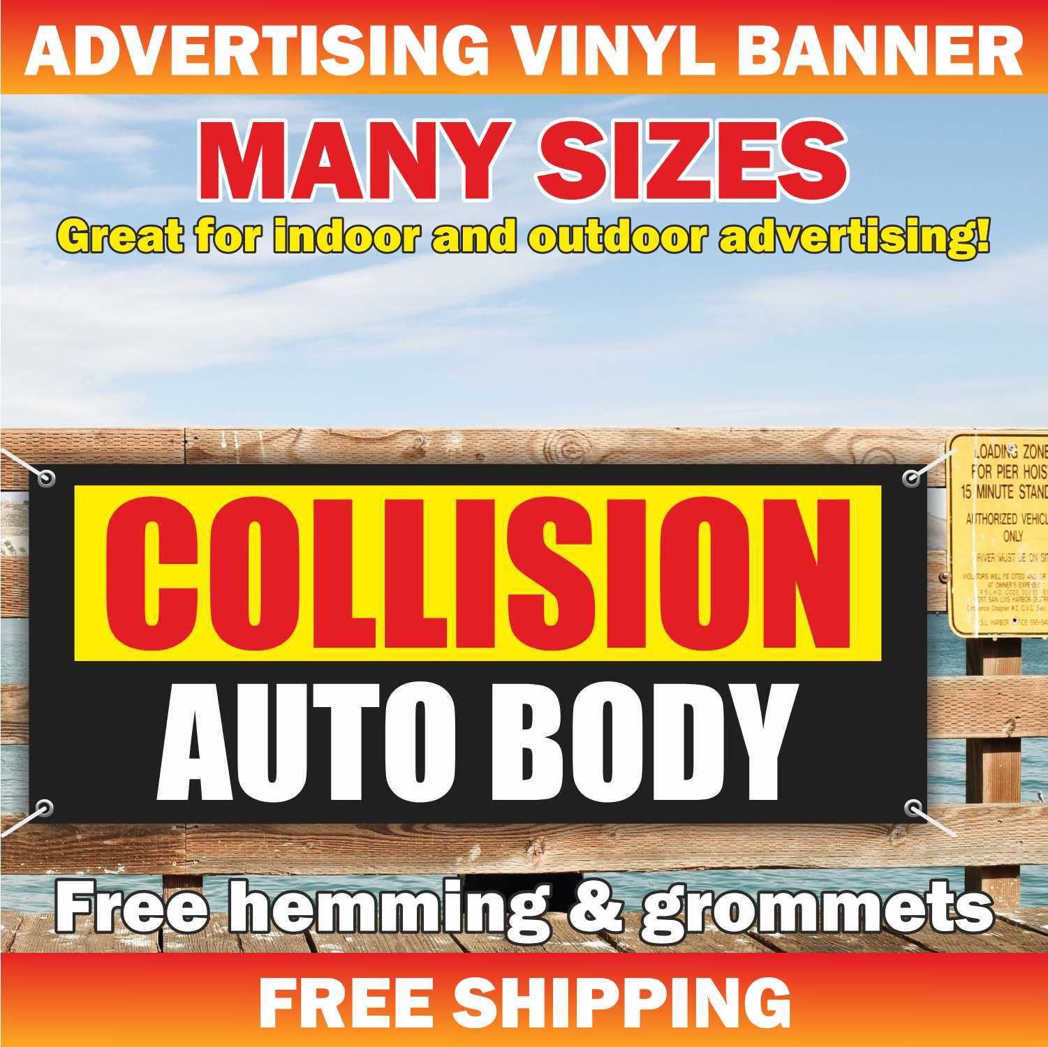 COLLISION AUTO BODY Advertising Banner Vinyl Sign car repair service mechanic