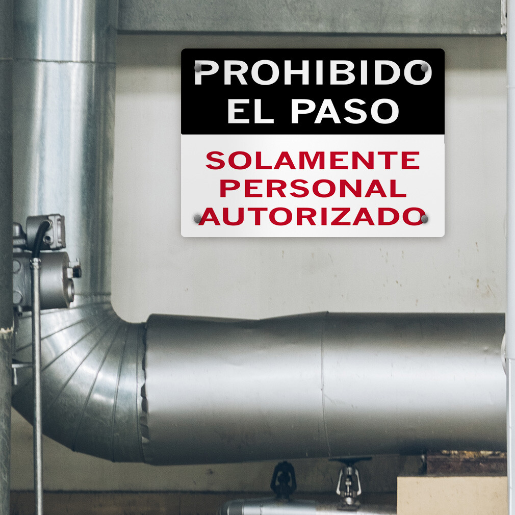 Aluminum Horizontal Metal Sign Prohibido El Paso Solamente Personal Autorizado