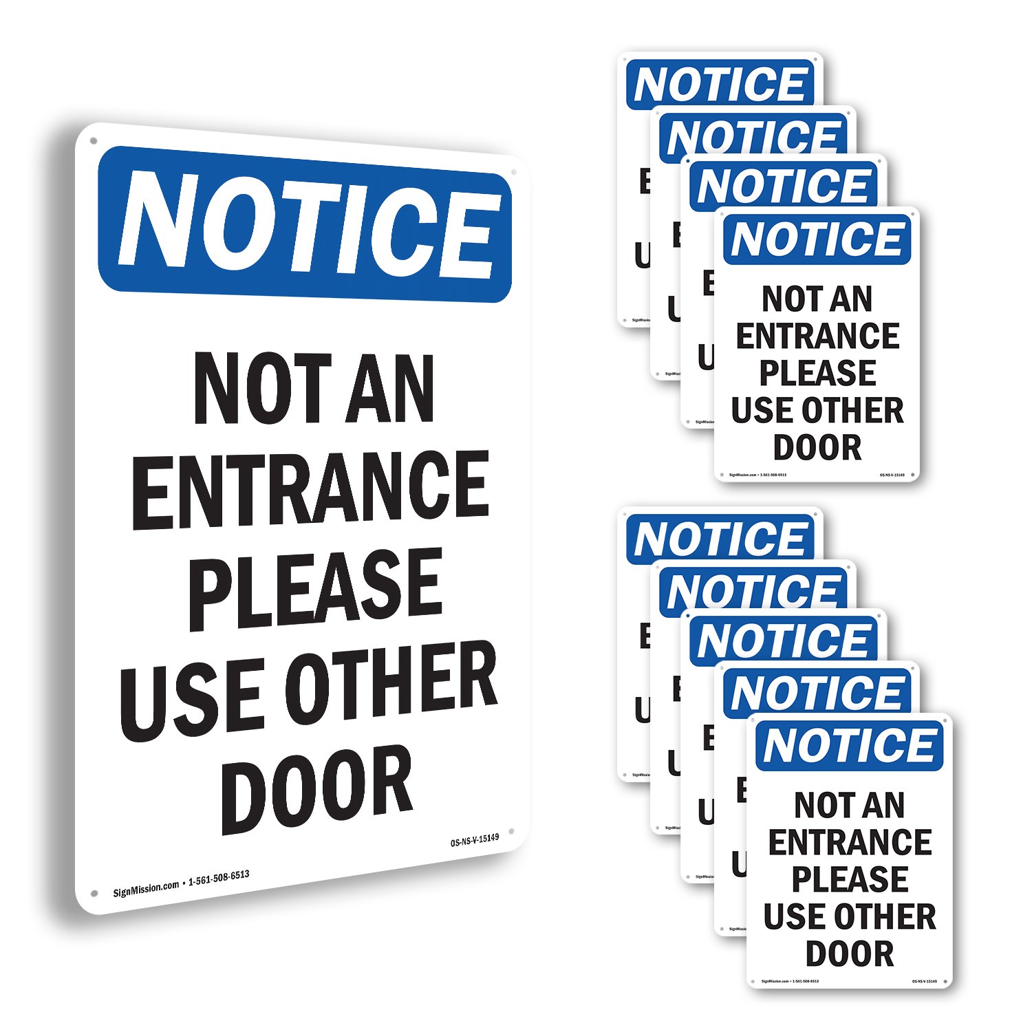 Not An Entrance Please Use Other Door OSHA Notice Sign Or Decal – 5 or 10 Pack