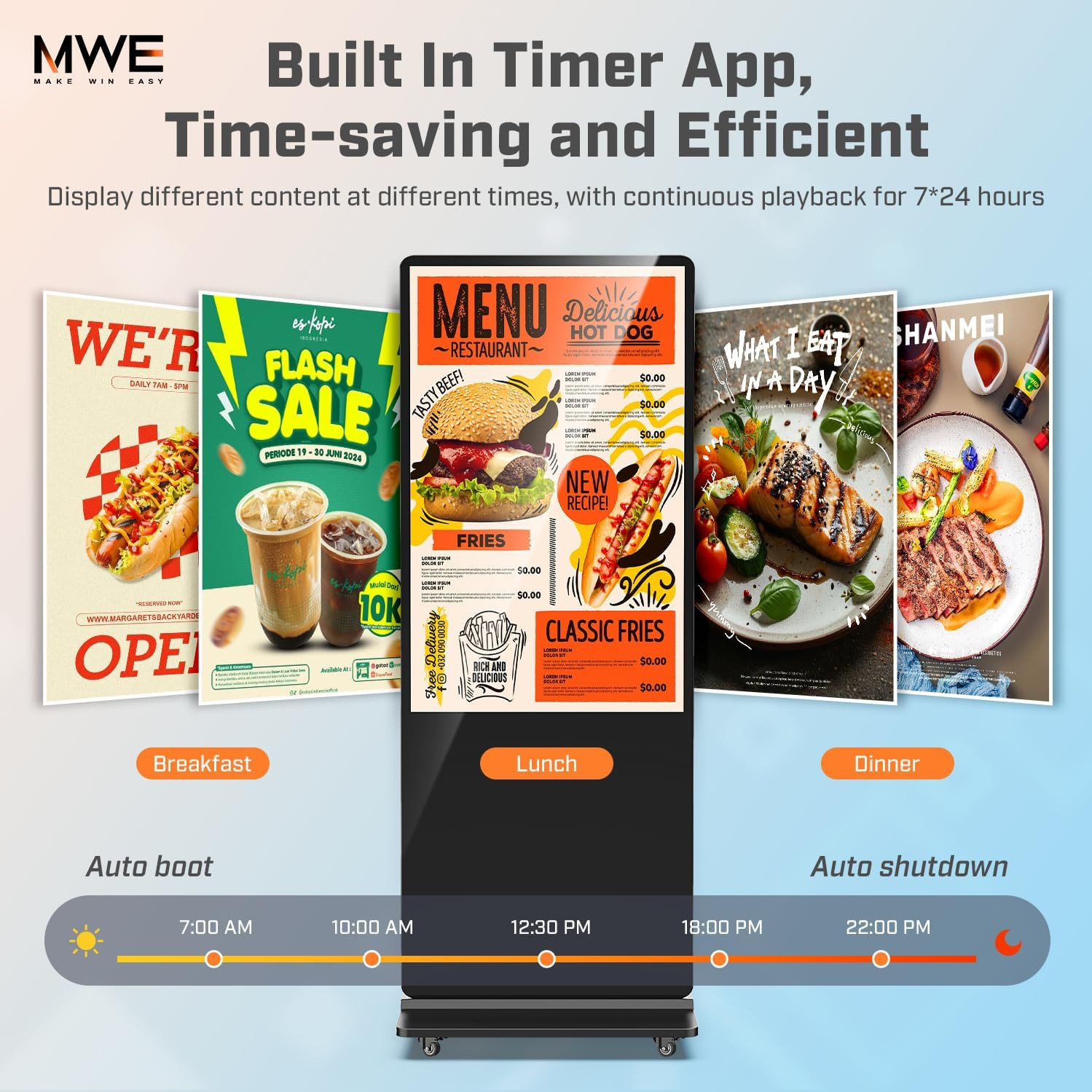 MWE 55 Inch 4K Touchscreen Kiosk, Indoor Floor Standing Digital Signage Displays