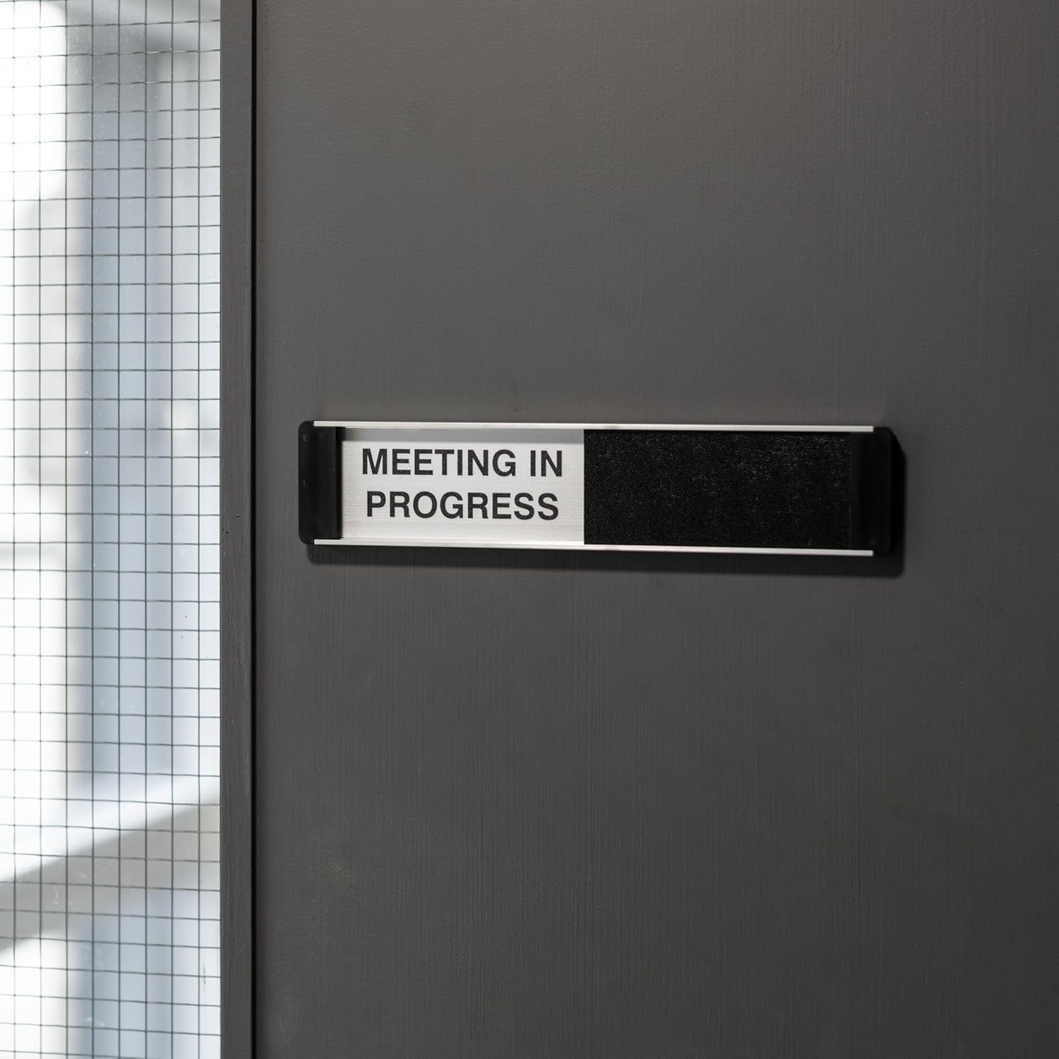 Sliding Door Sign – Meeting in Progress/Blank – 10.03″ X 2.05″
