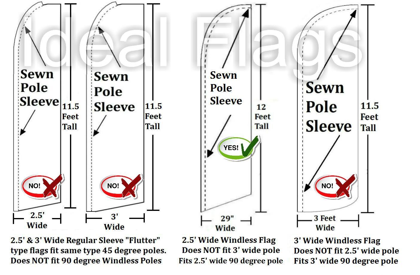 TILE SALE WINDLESS BANNER FLAG Tall Curved Top Advertising Sign Feather Swooper