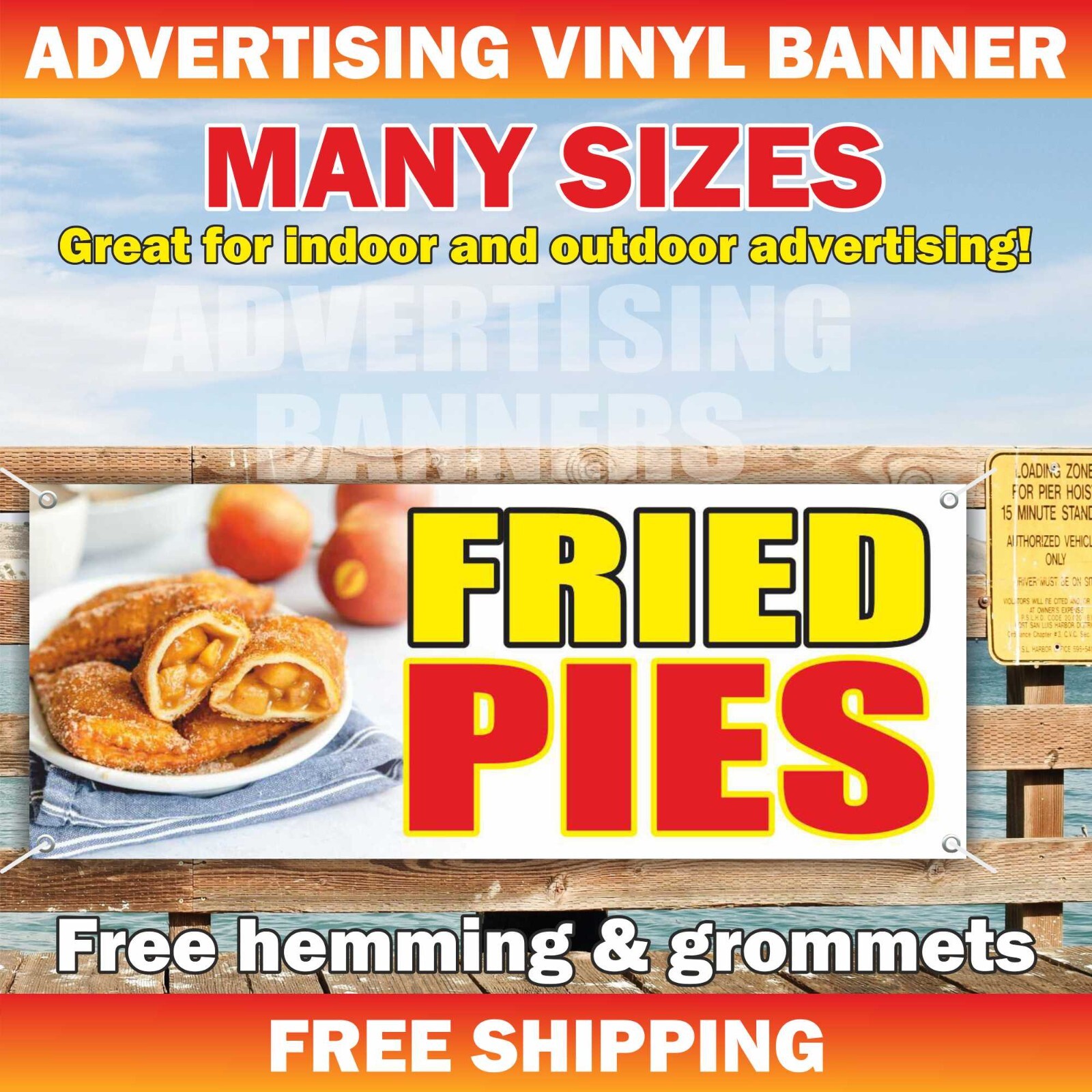 FRIED PIES Advertising Banner Vinyl Mesh Sign warm fresh homemade dough cookies
