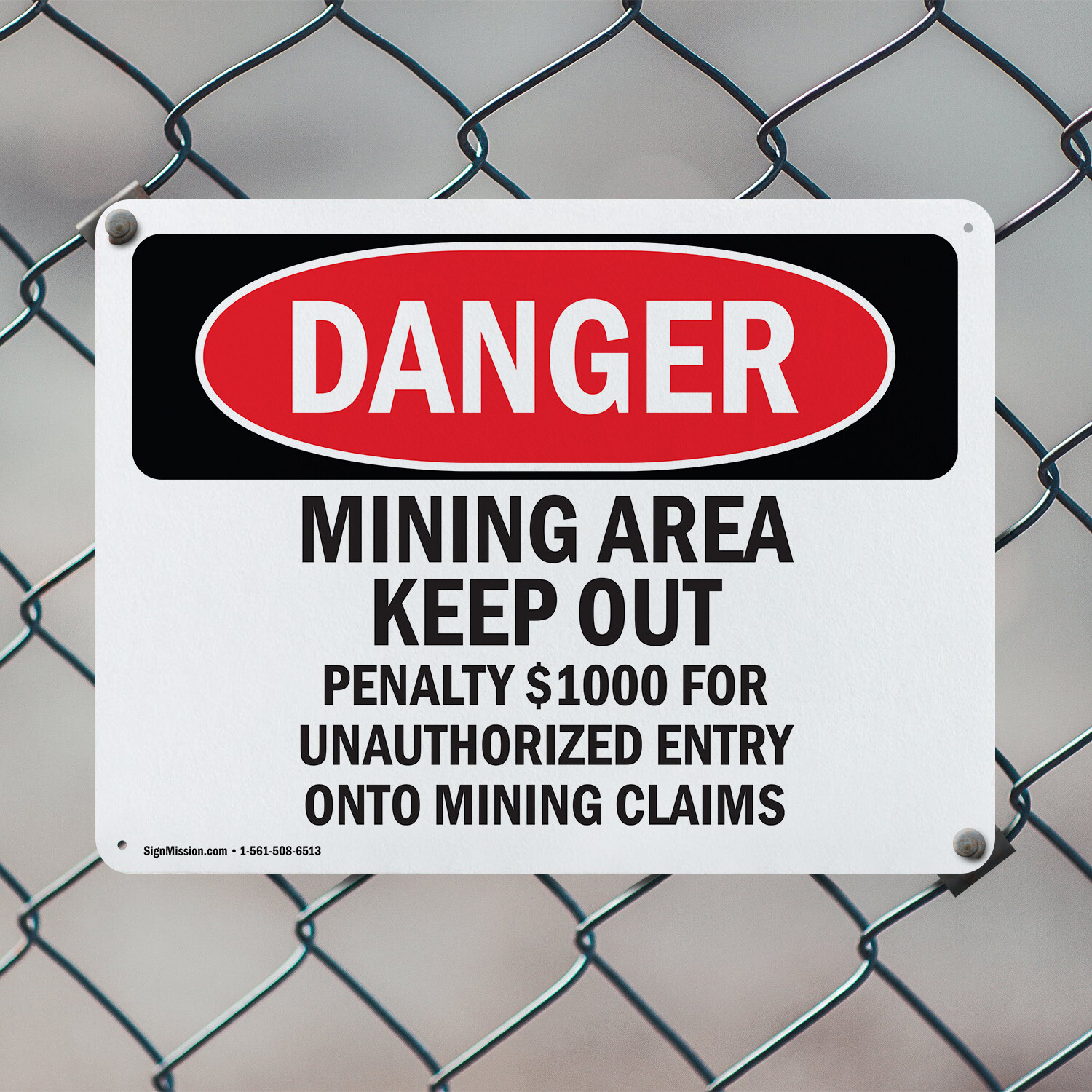 (2 Pack) Mining Area Keep Out OSHA Danger Sign Decal Metal Plastic