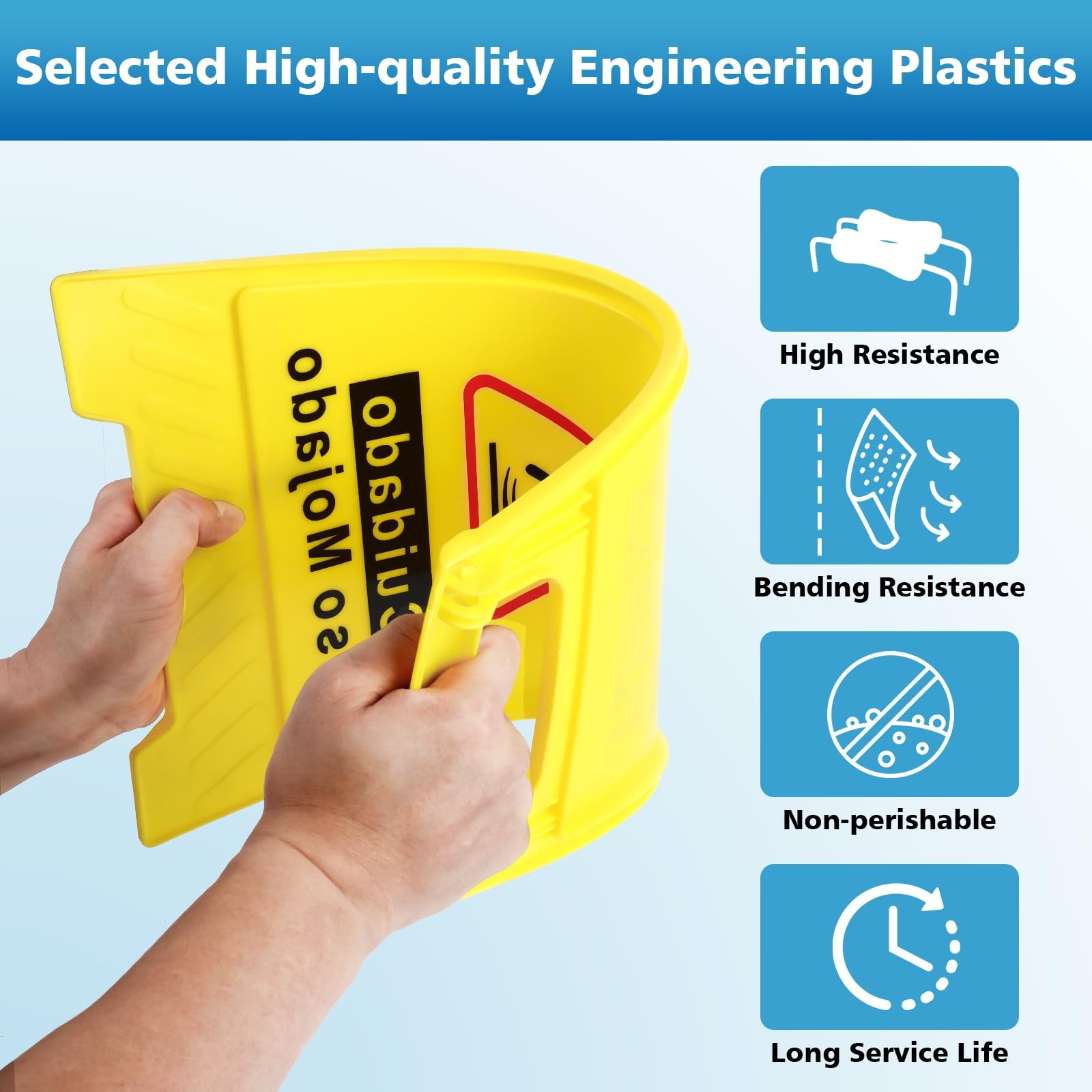 2 PCS Caution Wet Floor Sign 17.5″ Yellow DoubleSided Safety Folding AFrame