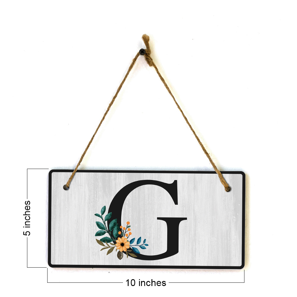 G Flower Decor 5×10 Hanging Wall or Door Sign | Alphabet Letter Room Decoration