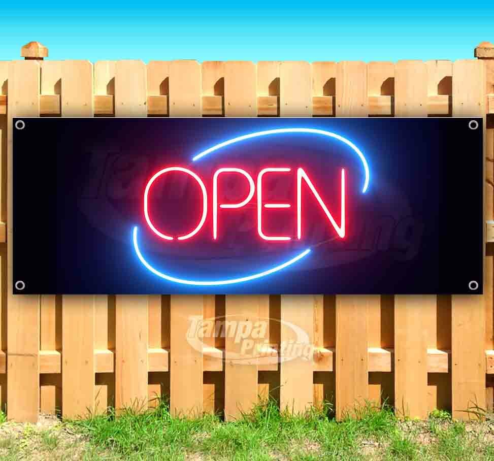 OPEN NEON Advertising Vinyl Banner Flag Sign Many Sizes USA