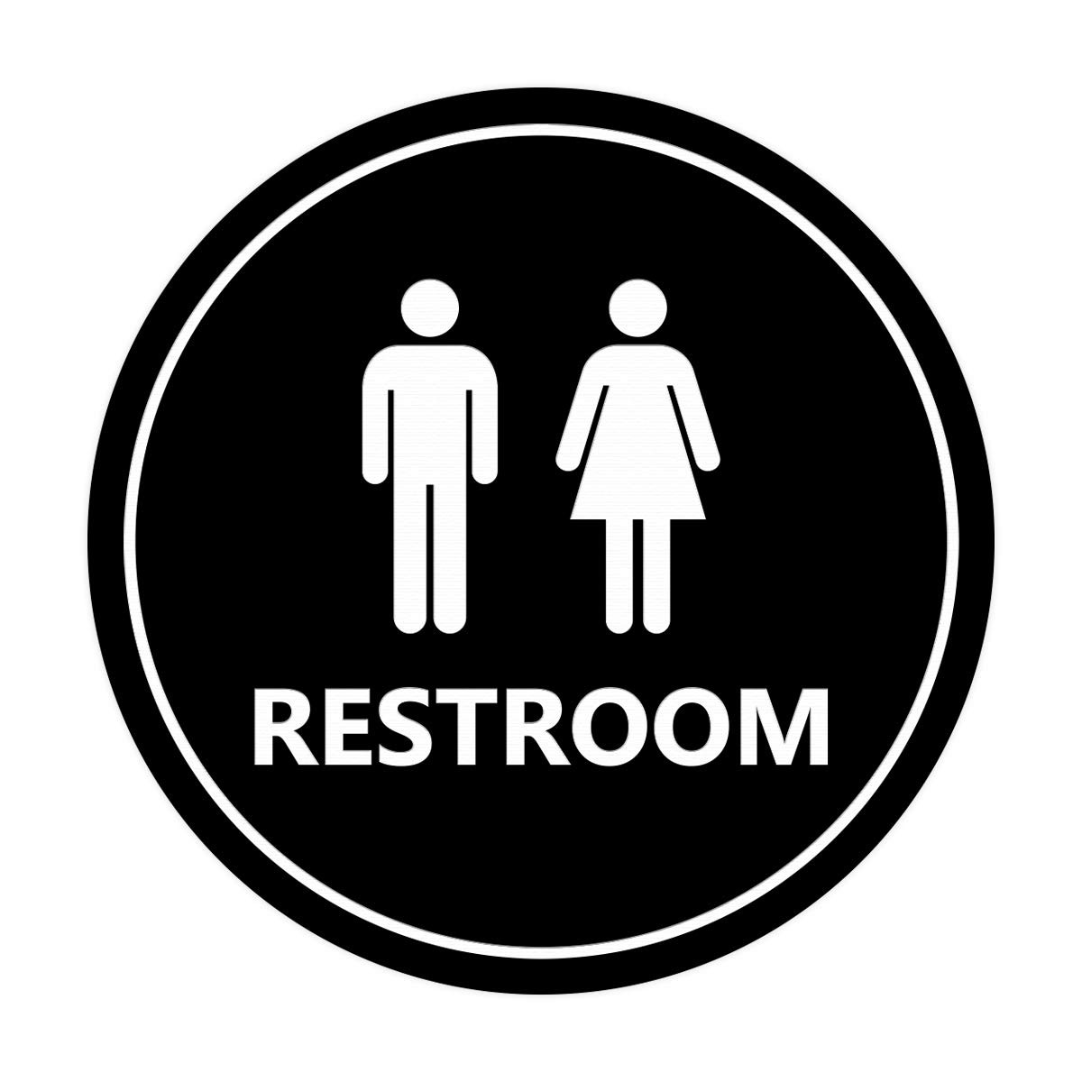 1 PC Circle Unisex Restroom Sign Black Medium Wall Door Adhesive Display Tape