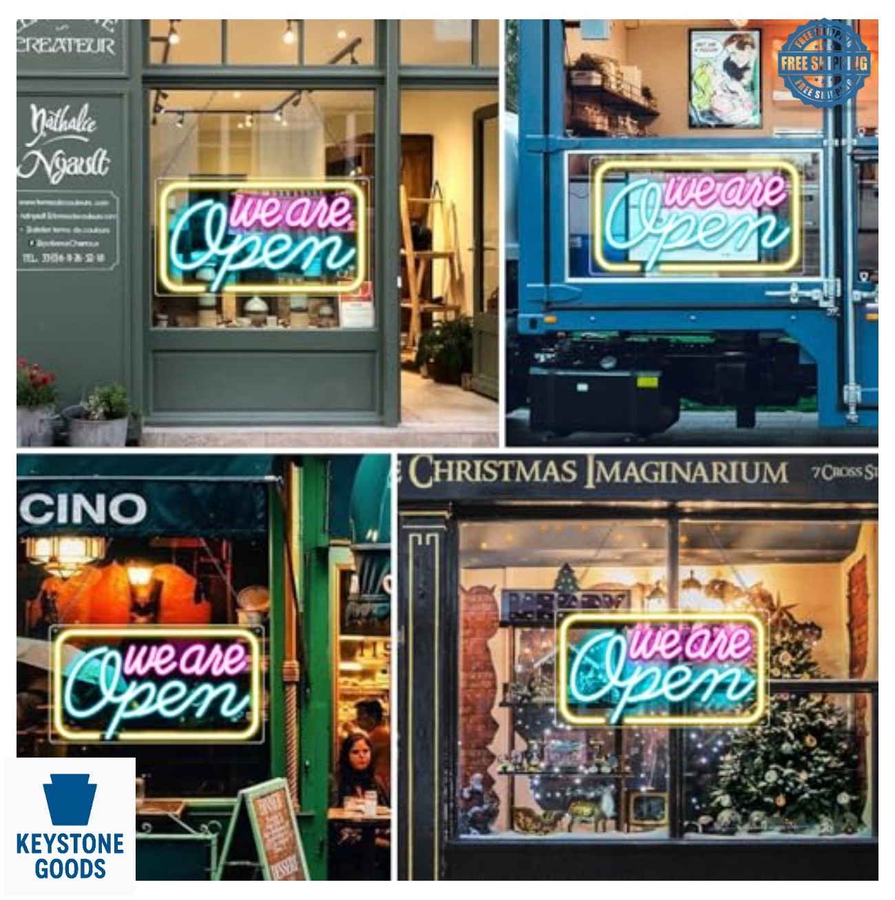 Neon Open Sign for Business 16.5 x 9 Inch LED Pink Blue Yellow Window Wall