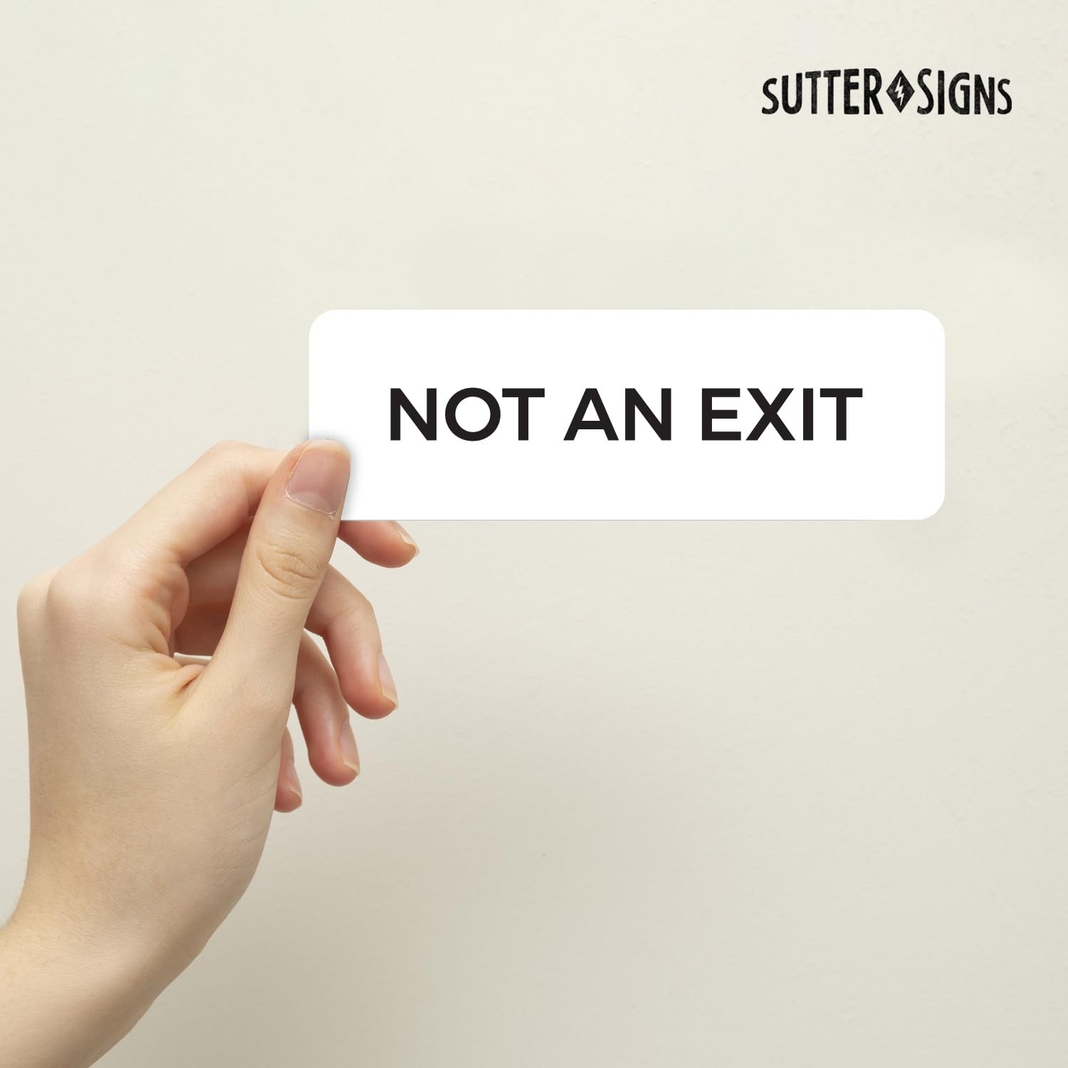 White Not An Exit Sign Durable ABS Plastic Adhesive Wall Door 2×6 Inch