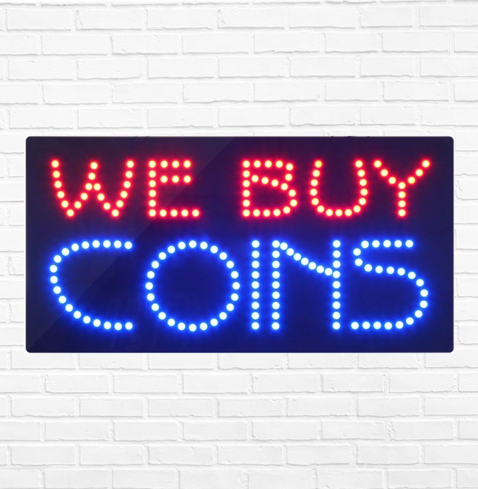 LED We Buy Coins Sign for Business Displays | Light Up Sign | 12″H x 24″W x 2″D