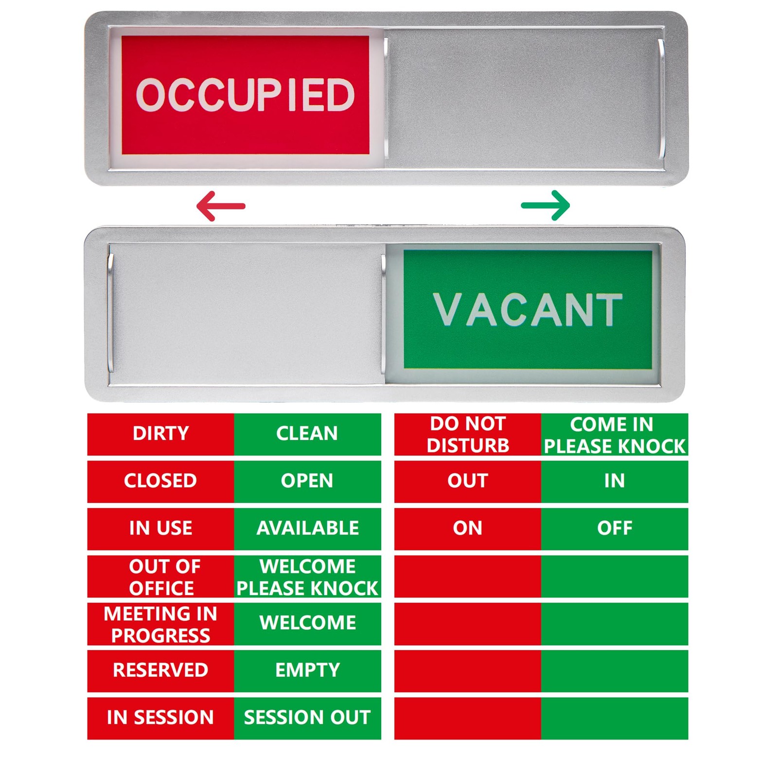 Custom Vacant Occupied Door Sign with Sliding Function