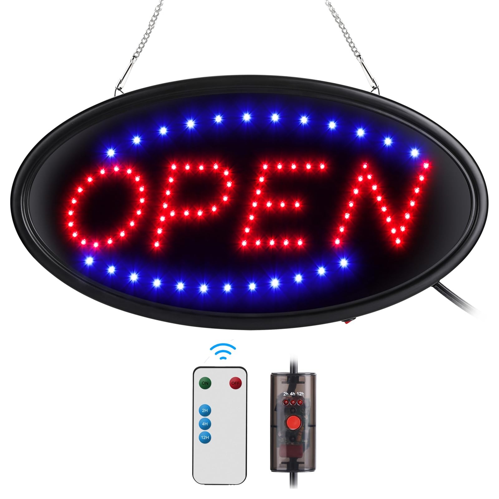 LED Open Sign with Remote, Ultra Bright Electric Light Up Signs for Business,…