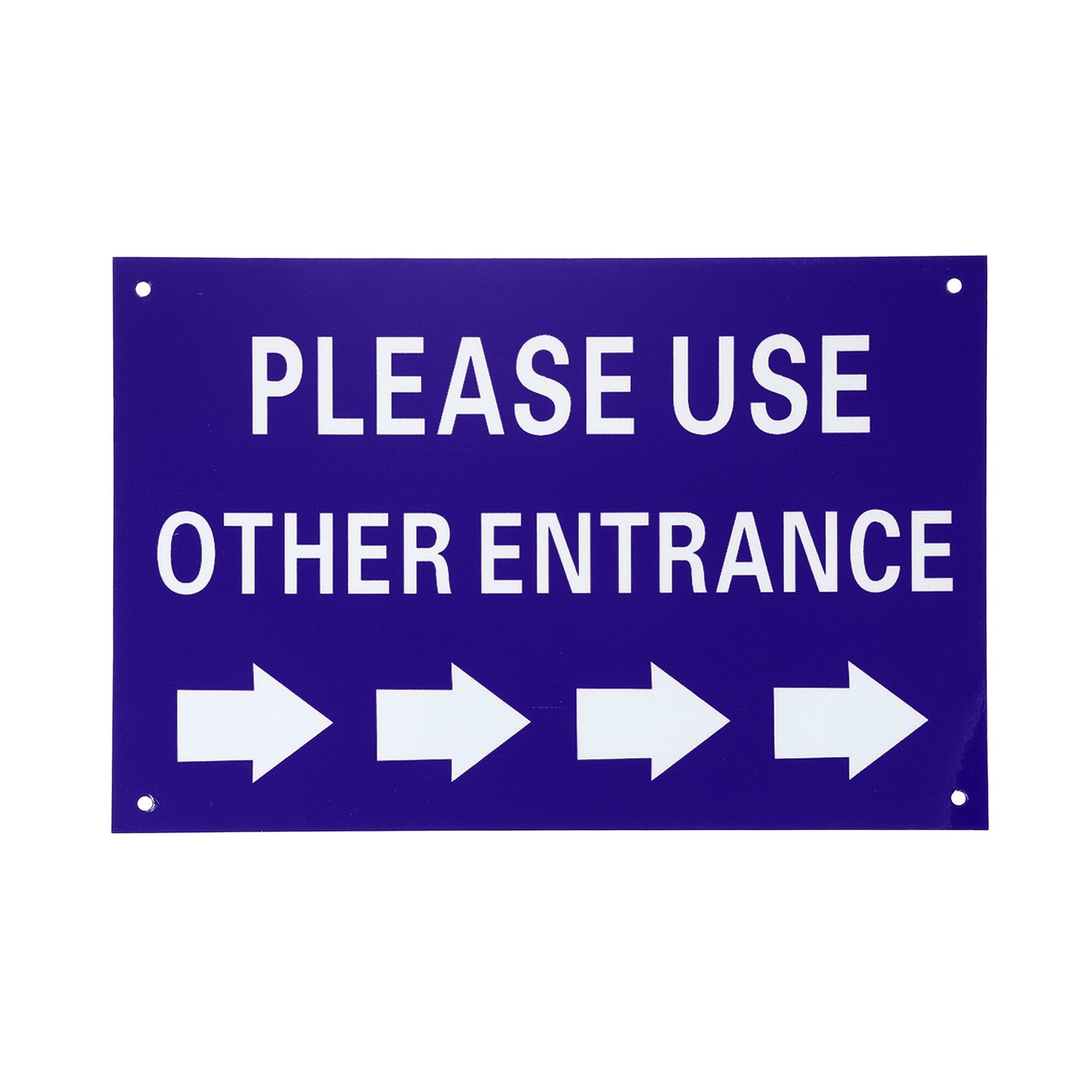 Please Use Other Entrance Sign, Right Arrow, Blue on White