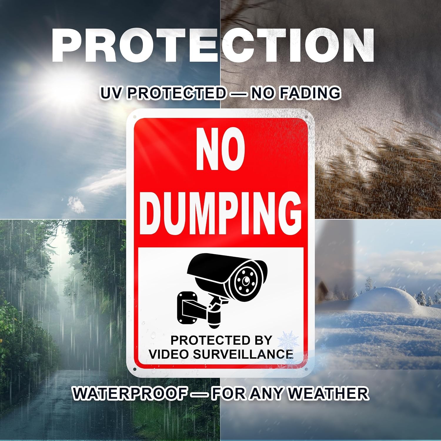 No Dumping Signs Reflective Aluminum Video Surveillance Warning Private Property
